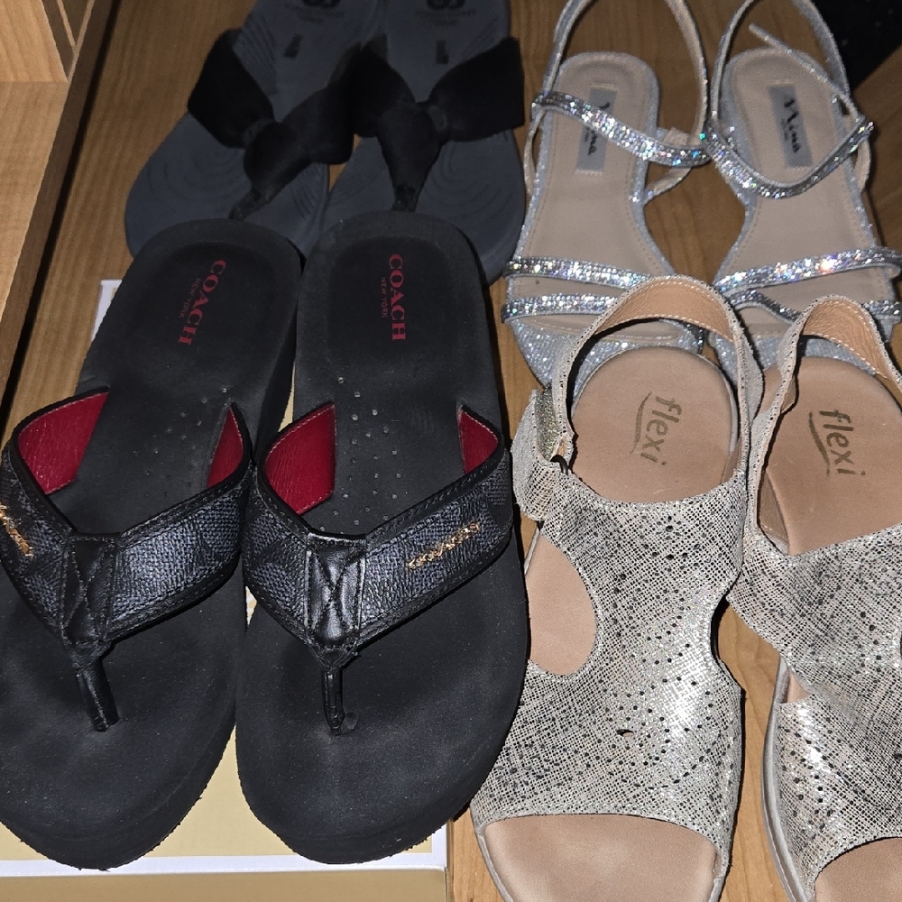 4 Random Pairs: Coach Black and Red Sandals